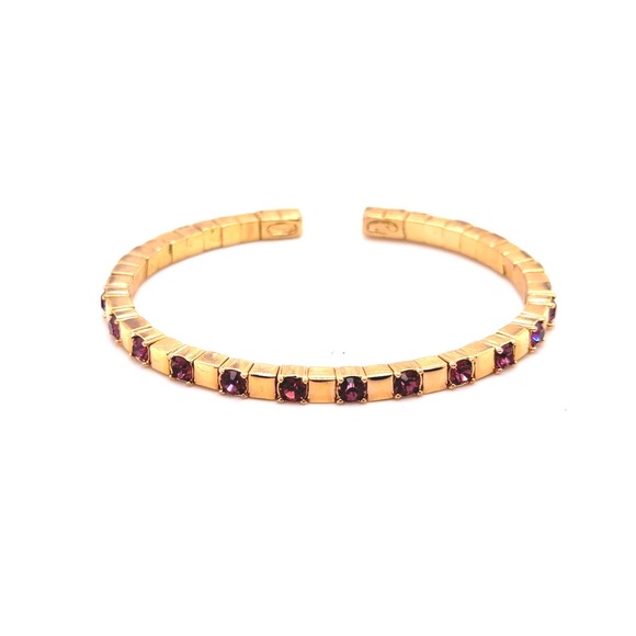 Joan Rivers Jewelry - Vintage Joan Rivers Gold Tone Purple Rhinestone Ribbed Cuff Bracelet